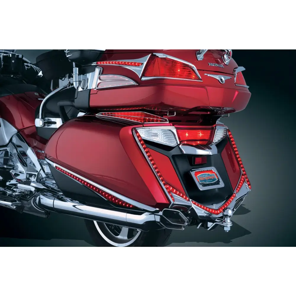 GL1800 Chrome L.E.D. Saddlebag Accent Swoops with Red Lenses